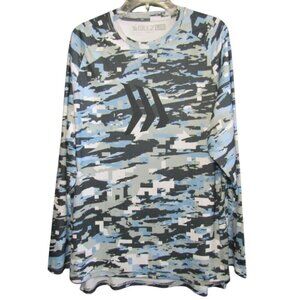 Gillz Water Camo Fishing Shirt Mens Size L Polyester Long Sleeve Pullover Fish